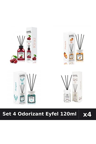 Eyfel Set 4 Odorizante Camera Betisoare, Angel, Bumbac, Cirese, Piersica, 120 ml