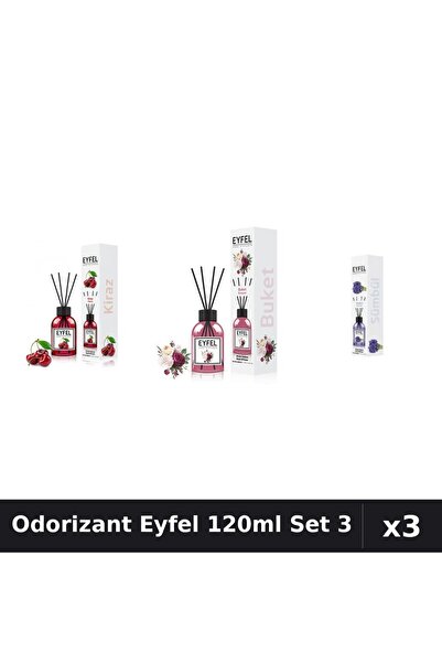 Eyfel Set 3 Odorizant Camera Betisoare 120ml - Cirese, Bouquet, Zambile