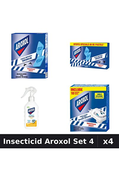 Aroxol Set 4 Insecticid - Pastile 30/60 buc, Loțiune Repelent 200ml - Protecț...
