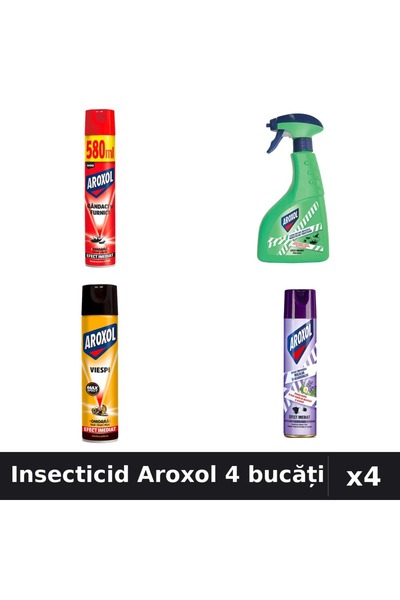 Aroxol Set 4 Spray Insecticid 250ml, 400ml, 580ml - Protecție Eficientă Casă