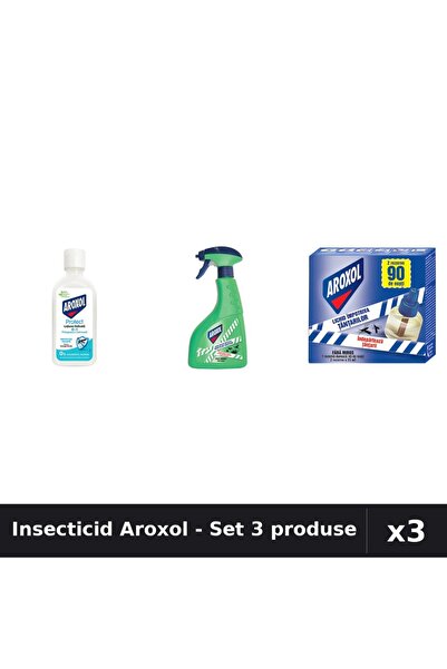 Aroxol Set 3 Insecticid - Loțiune 85ml, Spray 400ml, Aparat 45 Nopți