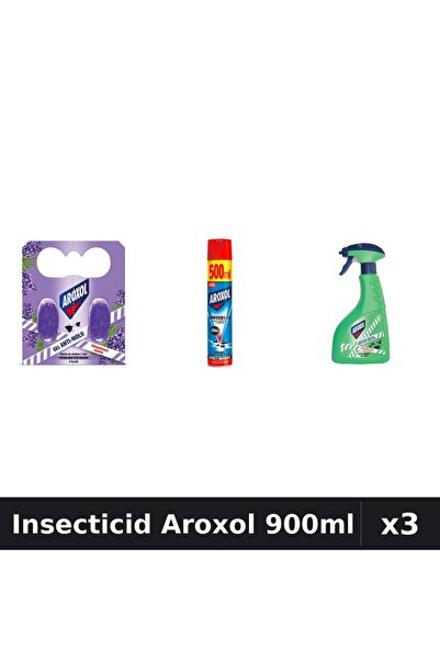Aroxol Set 3 Spray Insecticid 900ml - Pastile Spirale, Anti Gandaci Tantari M...