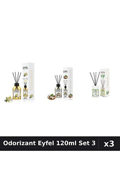 Eyfel Set 3 Odorizant Camera Betisoare 120ml - Iasomie, Nuca Cocos, Mana Maicii