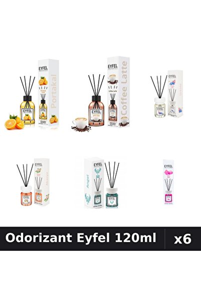 Eyfel Set 6 Odorizante Camera Betisoare 120ml - 6 Arome Asortate, Parfum Intens