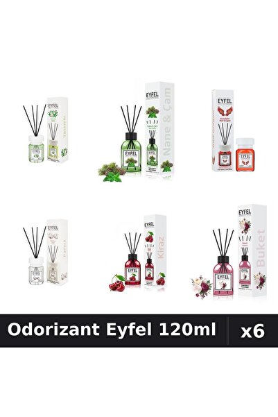 Eyfel Set 6 Odorizante Camera Betisoare 120ml - 6 Arome Asortate, Parfum Intens