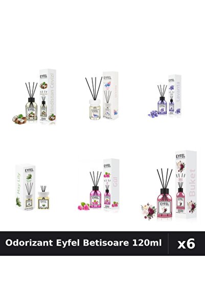 Eyfel Set 6 Odorizante Camera Betisoare - 6 Arome Asortate, 120ml Parfum