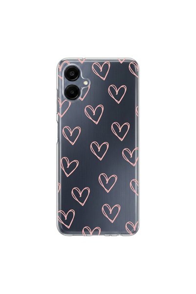 PPKin Samsung Galaxy A06 Compatible Heart 6 Design Transparent Case