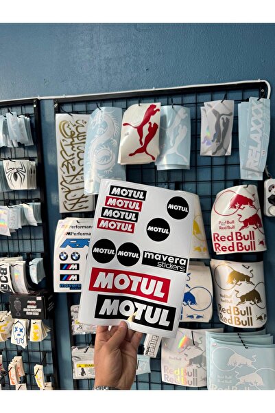 Mavera Stickers Motul Set (10 Parça) Sticker Etiket Araba-Kask-Motor İçin