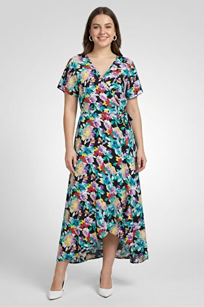 Willow & Whistle Women Floral Print Wrap Dress, Multicolor