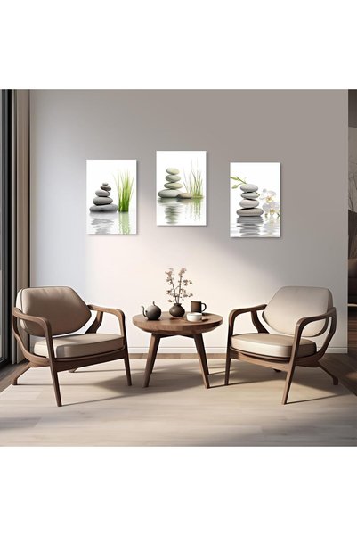 Today Idea Bathroom Wall Art 3 Pieces Zen Stones White Orchid on Water Canvas Prints Framed 30x40 cm