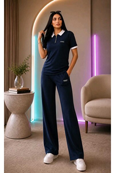 SSDESİNG Nova tamnoplavi polo set sa patentnim zatvaračem, 2 dela - crni