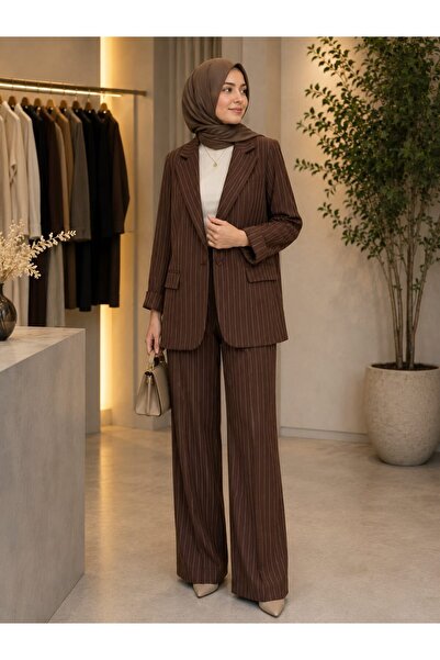 MODA ADEN Women&Kids ALİNA ÇİZGİLİ BLAZER TAKIM