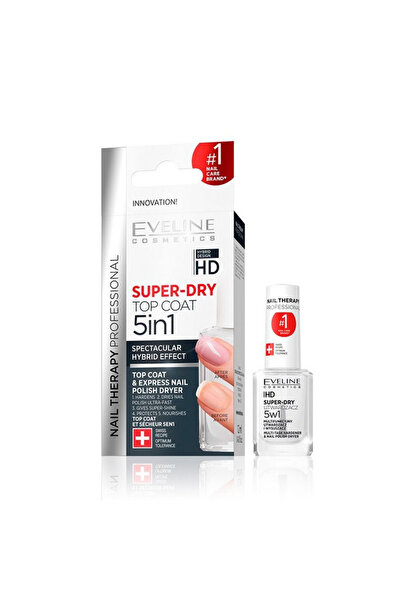 Eveline Tratament unghii 5 în 1, 12 ml, Top Coat Super-Dry