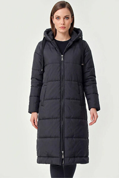Generic Brand Women's Hooded Black Coat
