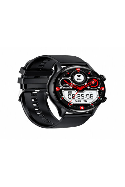OEM Ανδρικό Smartwatch, Μαύρο λουράκι από δέρμα και σιλικόνη, Ειδοποιήσεις εφ...