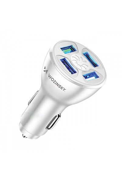 WZK Încărcător auto WCCAW, 50W, 3A, 4 x USB-A, Alb