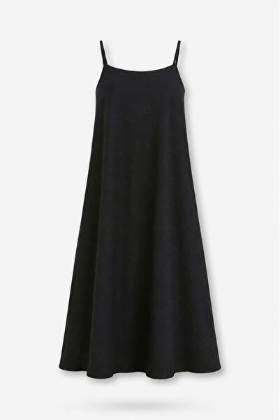 5in1Canpolat Black Strappy Draped Dress 2975