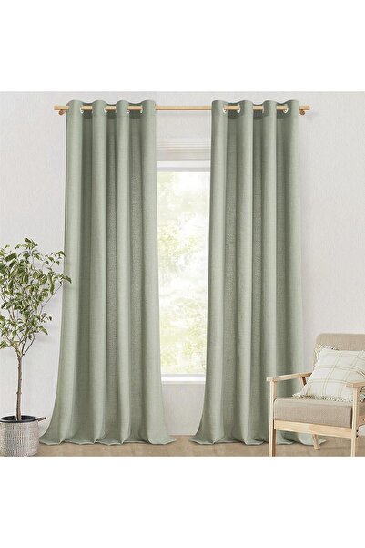MRTRESS Curtains short (set of 2) linen curtains with eyelets, curtain shawl ...