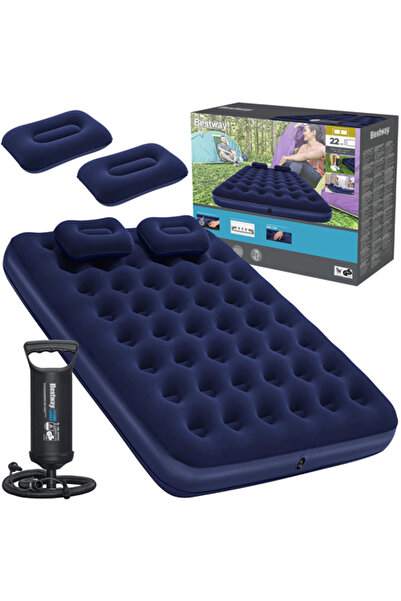BESTWAY Saltea gonflabilă dublă din velur cu pompă și perne