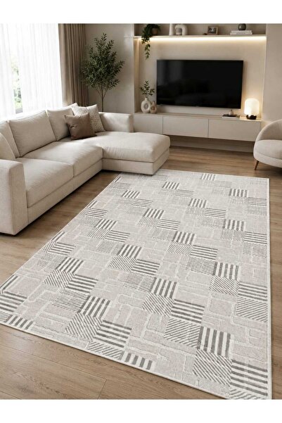 Aksu Vilko Non-Slip Based Cut Embossed Living Room Corridor Kitchen Washable
