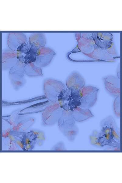 Aker Blue 90X90 Silk Twill Scarf
