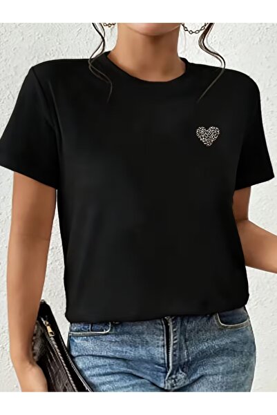 PAVRO Unisex Άνετο T-shirt με μικτό σχέδιο και στάμπα