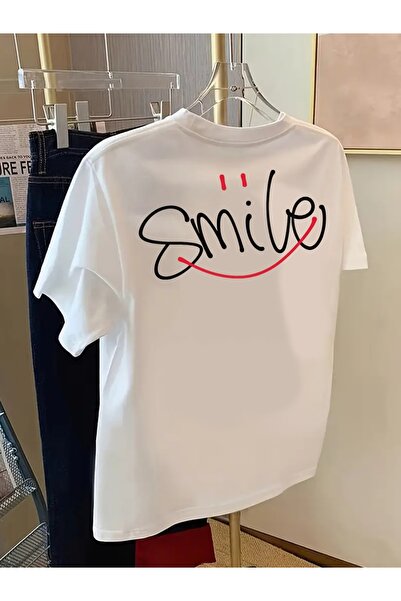 PAVRO Unisex Άνετο T-shirt με μικτό σχέδιο και στάμπα