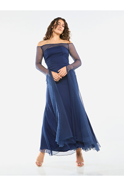 House of Moda By Styli فستان ماكسي شفاف بدون أكتاف