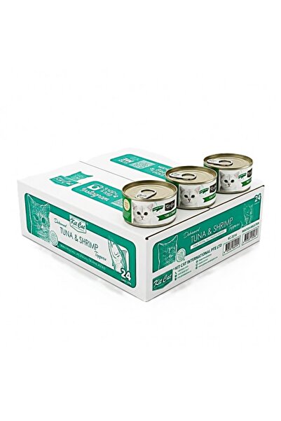 Kit Cat Deboned Tuna & Shrimp Toppers 80g (1 Box x 24 pcs) Grain Free Wet Cat...