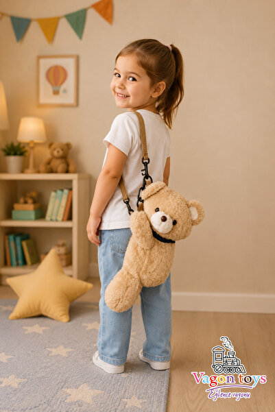 vagontoys Plush Teddy Bear Bag Soft Textured Cute Children's Shoulder and Bac...