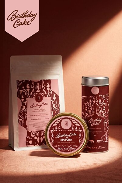 Mim and More Birthday Cake Set - Strawberry & Vanilla Flavored Matcha, Tea, C...