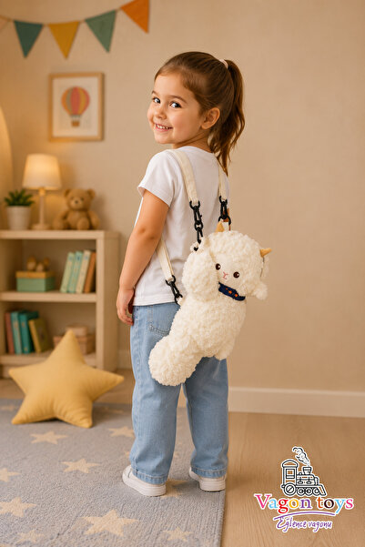 vagontoys Plush Lamb Bag Soft Textured Cute Children's Shoulder and Backpack ...