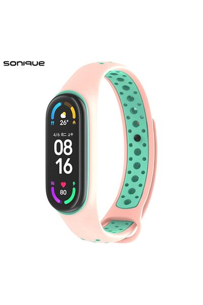 Sonique Λουράκι Σιλικόνης Sport για Xiaomi Mi Band 5/6 Ροζ / Βεραμάν