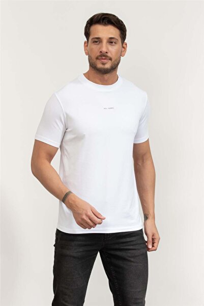 Karl Lagerfeld Crewneck Erkek Bisiklet Yaka T-Shirt Gümüş