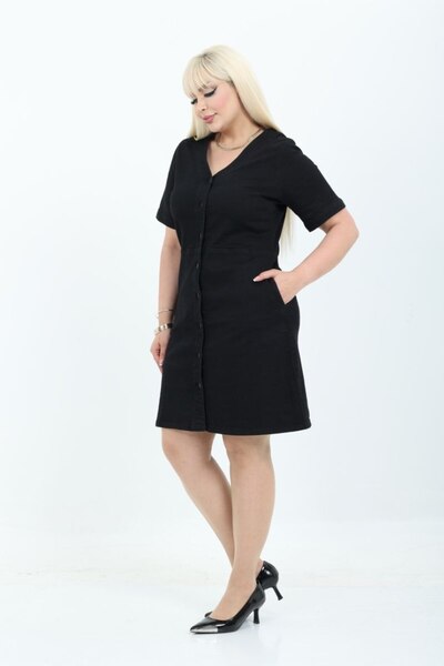 Aida Fashion Denim elbise Big size