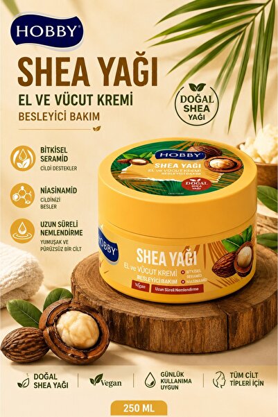 Hobby Shea Yağı Yoğun Nemlendirici El ve Vücut Bakım Kremi 250 ML