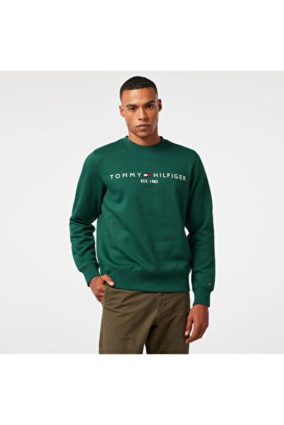 Tommy Hilfiger Logo Erkek Yeşil Sweatshirt