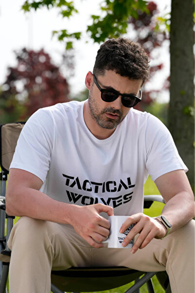 Tactical Wolves Siyah Baskılı Oversize T-Shirt