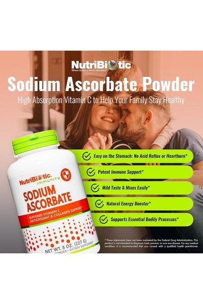 nutribiotic Buffered Sodium Ascorbate Crystalline Powder Vitamin C (227g, 8oz)