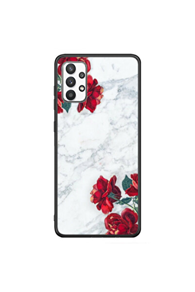 Other Samsung A32 4G Marble and roses Black Glossy Θήκη