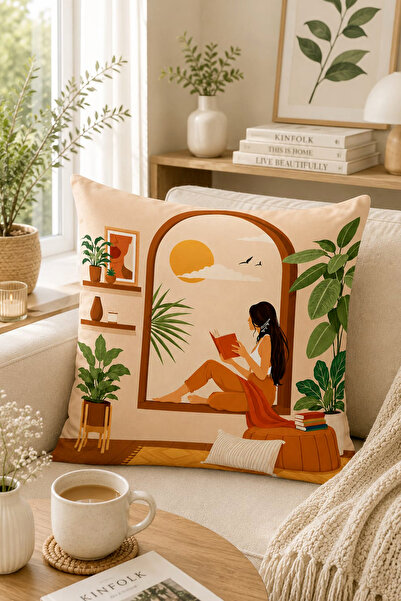 Bertille Home Pop Art Serisi Çift Tarafı Dijital Baskılı Kırlent Kılıfı (Bohem)