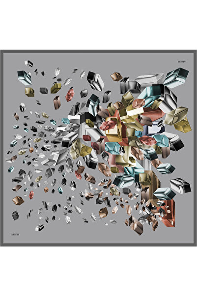 Aker Gray 90X90 Silk Crepe Satin Scarf
