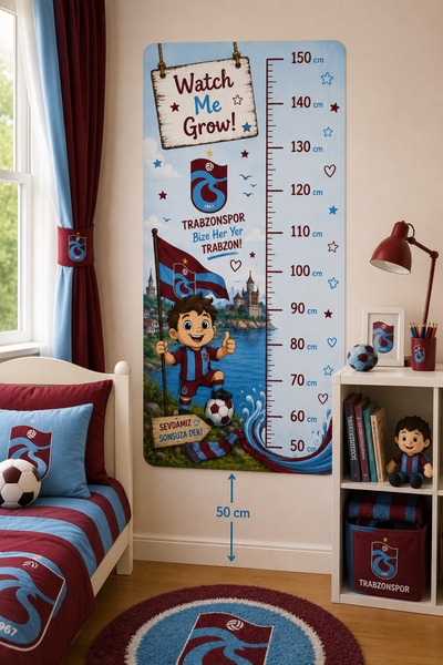 MaisonVelinCo Taraftar Temalı Çocuk Boy Ölçer Duvar Stickerı Taraftar Çocuk O...