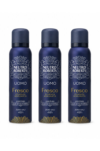 Neutro Roberts Set 3 x Deodorant spray Uomo Fresco Essenza Agrumata, 48 h, ze...
