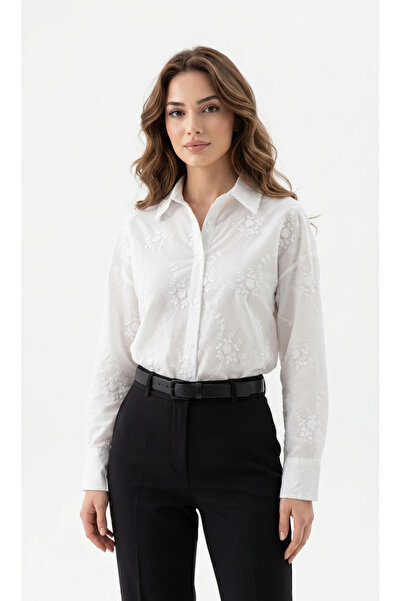 TATULA Long Sleeve Shirt with Embroidery Detail