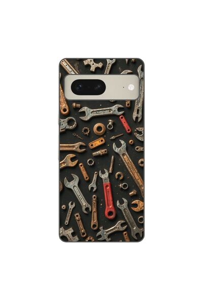 OEM Θήκη συμβατή με Google Pixel 8, από σιλικόνη gel TPU, με σχέδιο μηχανικών...