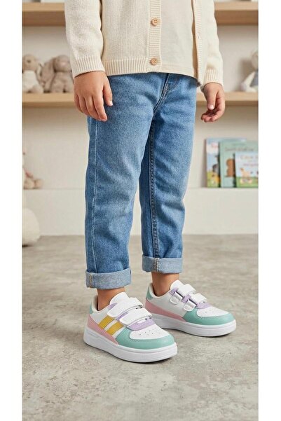 DİAMOND OUTLET Girls' Colorful Velcro Sneaker Sports Shoes Lightweight and Co...