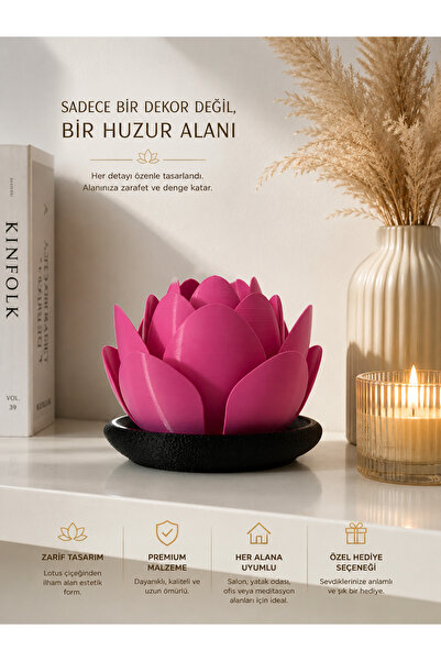 zulya Lotus Mumluk LED Işıklı Dekoratif Masa Üstü Biblo | Modern Minimalist P...