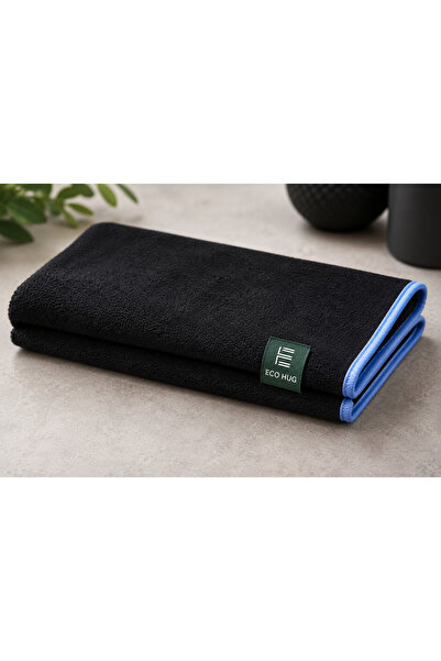 Eco hug Premium Black Bamboo Gym Towel 35 x 75 cm |2 Pieces| Ultra Soft, Quic...