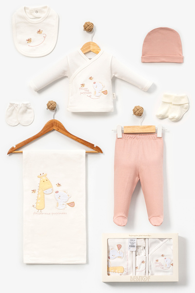 Bebitof Cute Giraffe and Teddy Bear Patterned 7-Piece Boxed Newborn Hospital ...